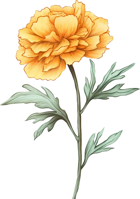 marigold flower blooming watercolor